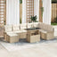 Havesofa Sæt med pude 9 pcs Beige polyrattan