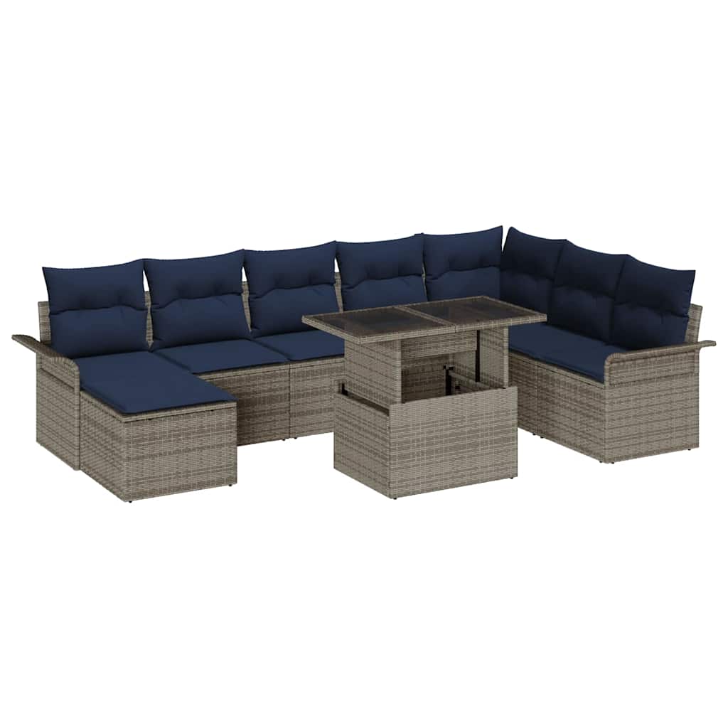 Havesofa Sæt 9 stk. Grå polyrattan