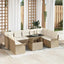 Havesofa Sæt med pude 10 pcs Beige Poly rattan