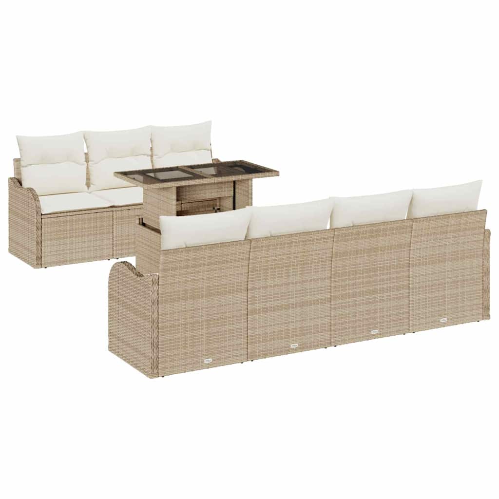 Havesofa Sæt 8 stk. Beige polyrattan