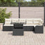 Sofa Sæt med pude 7 pcs Sort Poly rattan