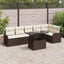 Sofa Sæt med pude 7 pcs Brun Poly rattan