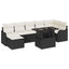 Havesofa Sæt med pude 8 pcs Sort Poly rattan