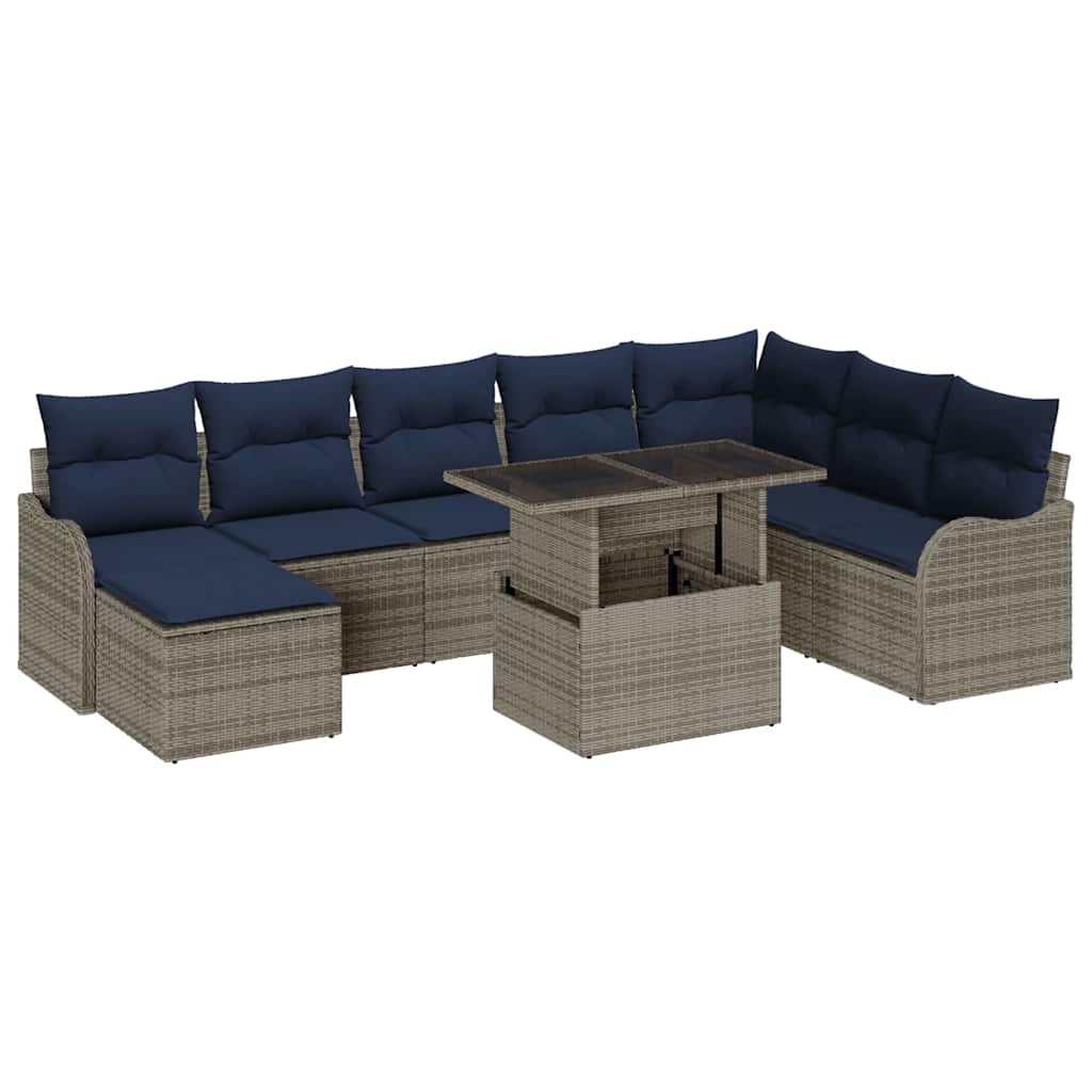 Havesofa Sæt 9 stk. Grå Poly rattan