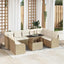 Havesofa Sæt med pude 10 pcs Beige Poly rattan
