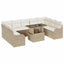 Havesofa Sæt med pude 10 pcs Beige Poly rattan