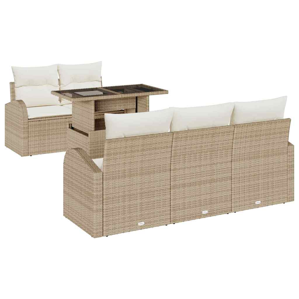 Havesofa Sæt 6 stk. Beige polyrattan