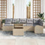 Havesofa Sæt med pude 7 pcs beige og lysegrå polyrattan