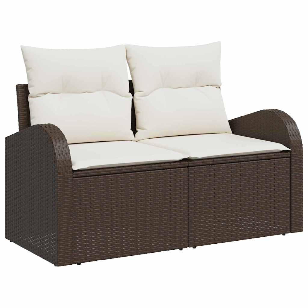 Havesofa Sæt med pude 9 pcs Brun og cremefarvet