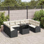 Havesofa Sæt med opbevaring 10 pcs Sort og Cream polyrattan