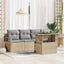 Havesofa Sæt med opbevaring med pude 5 pcs Beige polyrattan
