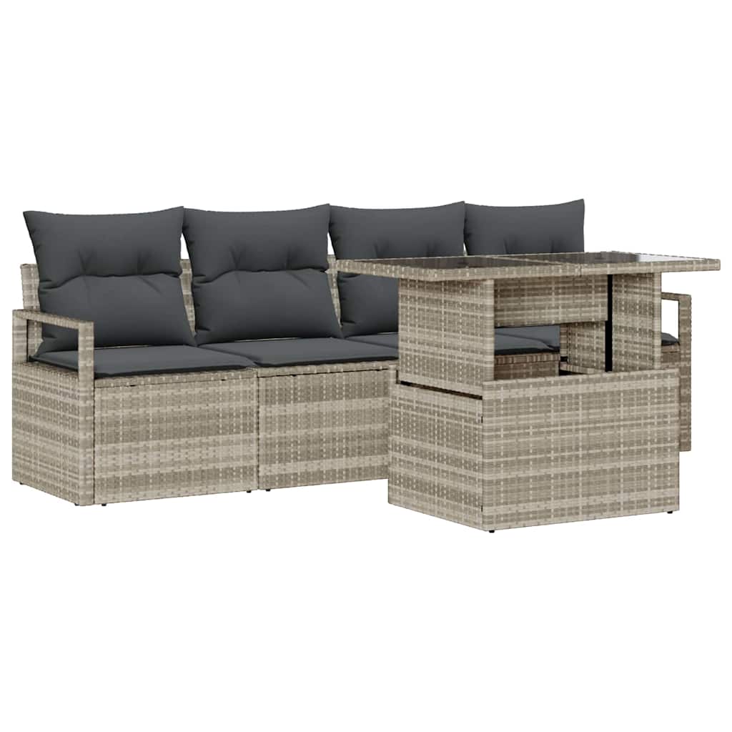 Havesofa Sæt med opbevaring 5 pcs Let i vægt polyrattan