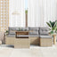 Havesofa Sæt med pude 6 pcs beige og lysegrå polyrattan