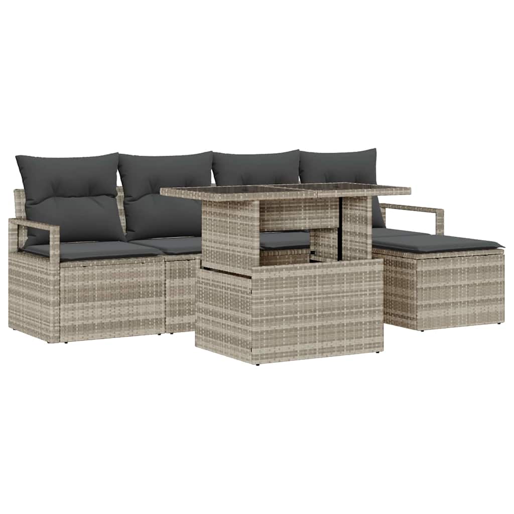 Havesofa Sæt med pude 6 pcs Lysegrå