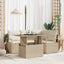 Havesofa Sæt med pude 5 pcs beige og cremefarvet polyrattan