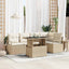 Havesofa Sæt med pude 6 pcs Beige og creme polyrattan