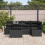 Havesofa Sæt med pude 6 pcs Sort polyrattan