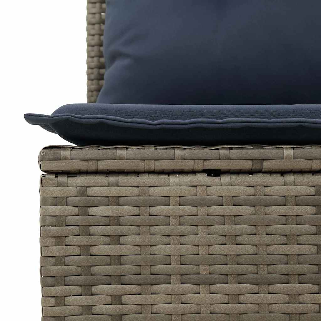 Havesofa Sæt med pude 9 pcs Grå og Marineblå polyrattan