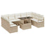 Havesofa Sæt med pude 10 pcs Beige og creme polyrattan