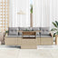Havesofa Sæt med pude 5 pcs beige og lysegrå polyrattan