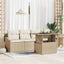 Havesofa Sæt med pude 5 pcs beige og cremefarvet polyrattan