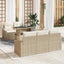 Havesofa Sæt med pude 6 pcs beige og cremefarvet polyrattan