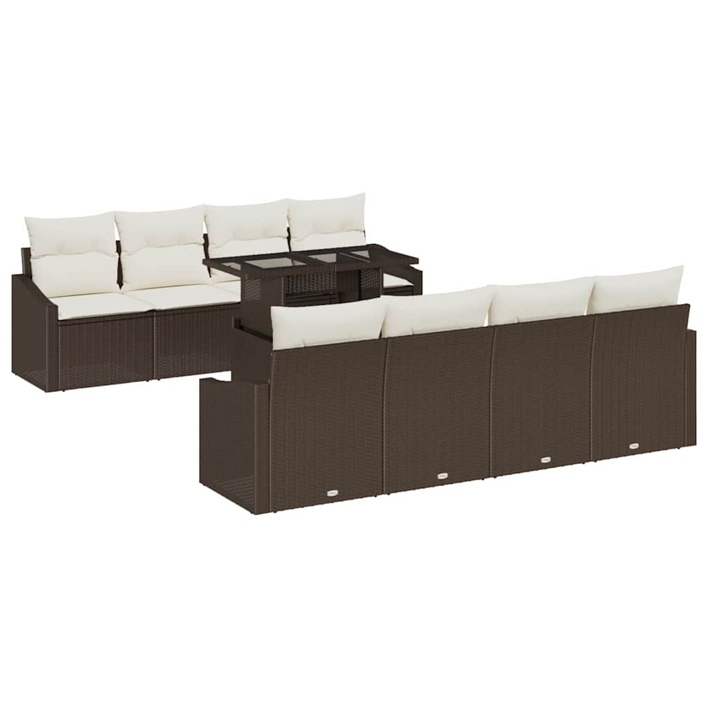 Havesofa Sæt med pude 7 pcs Brun og Creme polyrattan