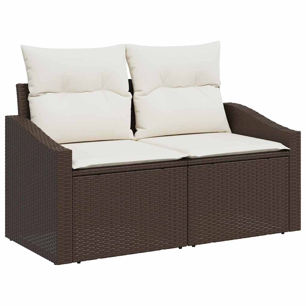 Havesofa Sæt med pude 7 pcs Brun og Creme polyrattan