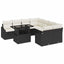 Havesofa Sæt med pude 9 pcs Sort og Cream polyrattan