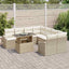 Havesofa Sæt med pude 9 pcs Beige og creme polyrattan