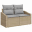 Havesofa Sæt med pude 6 pcs Beige og lys grå polyrattan