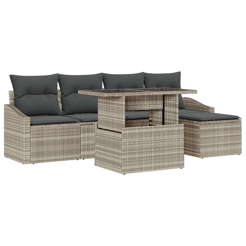 Havesofa Sæt med pude 6 pcs Lysegrå
