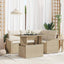 Havesofa Sæt med pude 5 pcs Beige og creme polyrattan