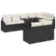 Havesofa Sæt med pude 9 pcs Sort og Cream polyrattan