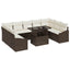 Sofa Sæt med pude 10 pcs Brun og Creme polyrattan
