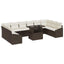 Sofa Sæt med pude 11 pcs Brun og Creme polyrattan