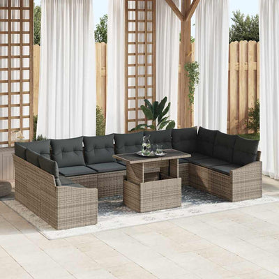 Sofa Sæt med pude 11 pcs Grå polyrattan
