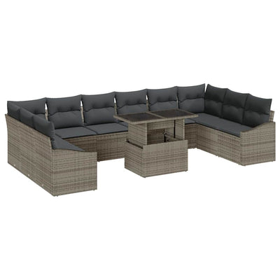 Sofa Sæt med pude 11 pcs Grå polyrattan