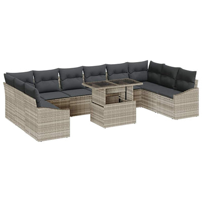 Sofa Sæt med pude 11 pcs Lysegrå polyrattan
