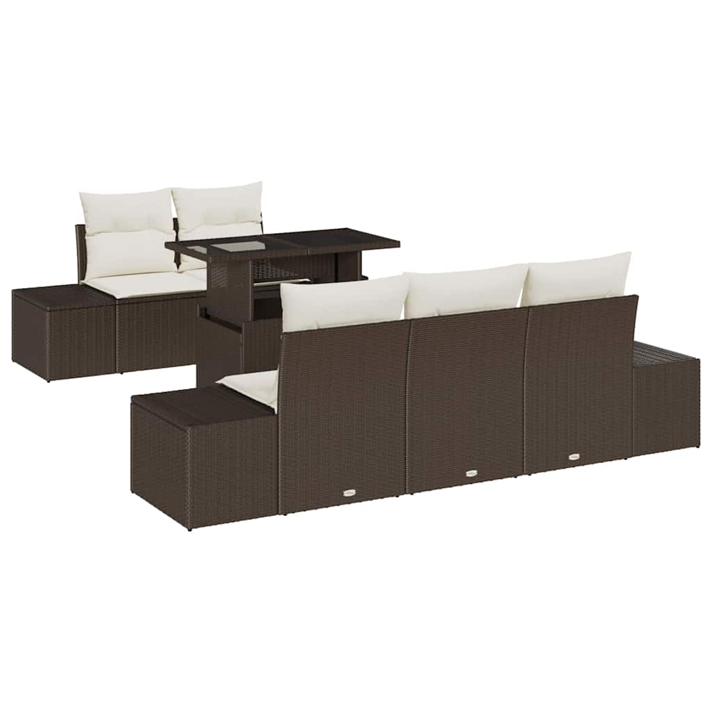 Sofa Sæt 6 stk. Brun og Creme polyrattan