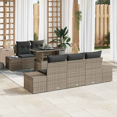 Sofa Sæt med pude 6 pcs Grå polyrattan