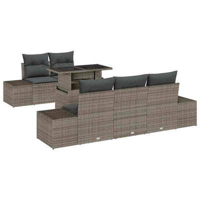 Sofa Sæt med pude 6 pcs Grå polyrattan