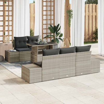 Sofa Sæt med pude 6 pcs Lysegrå polyrattan