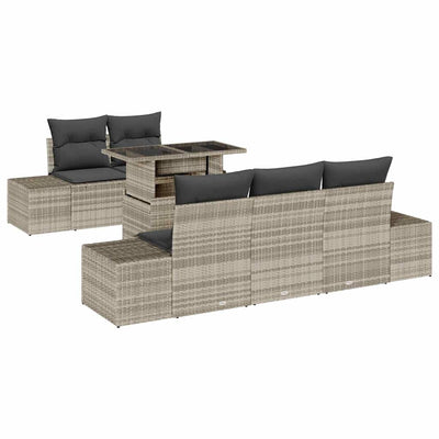 Sofa Sæt med pude 6 pcs Lysegrå polyrattan