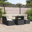 Sofa Sæt med pude 7 pcs Sort og Cream polyrattan