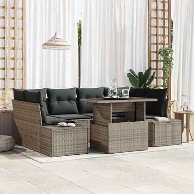 Sofa Sæt med pude 7 pcs Grå polyrattan