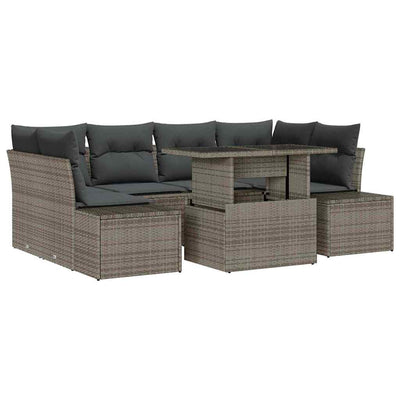 Sofa Sæt med pude 7 pcs Grå polyrattan