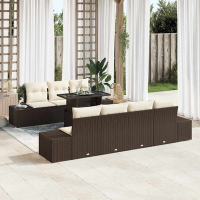 Sofa Sæt med pude 8 pcs Brun og Creme polyrattan