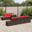 Sofa Sæt med pude 8 pcs Brun og Rød polyrattan