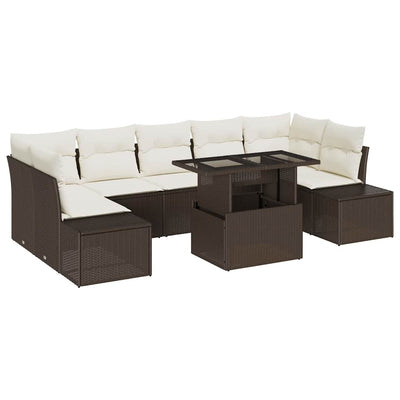 Sofa Sæt med pude 8 pcs Brun og Creme polyrattan